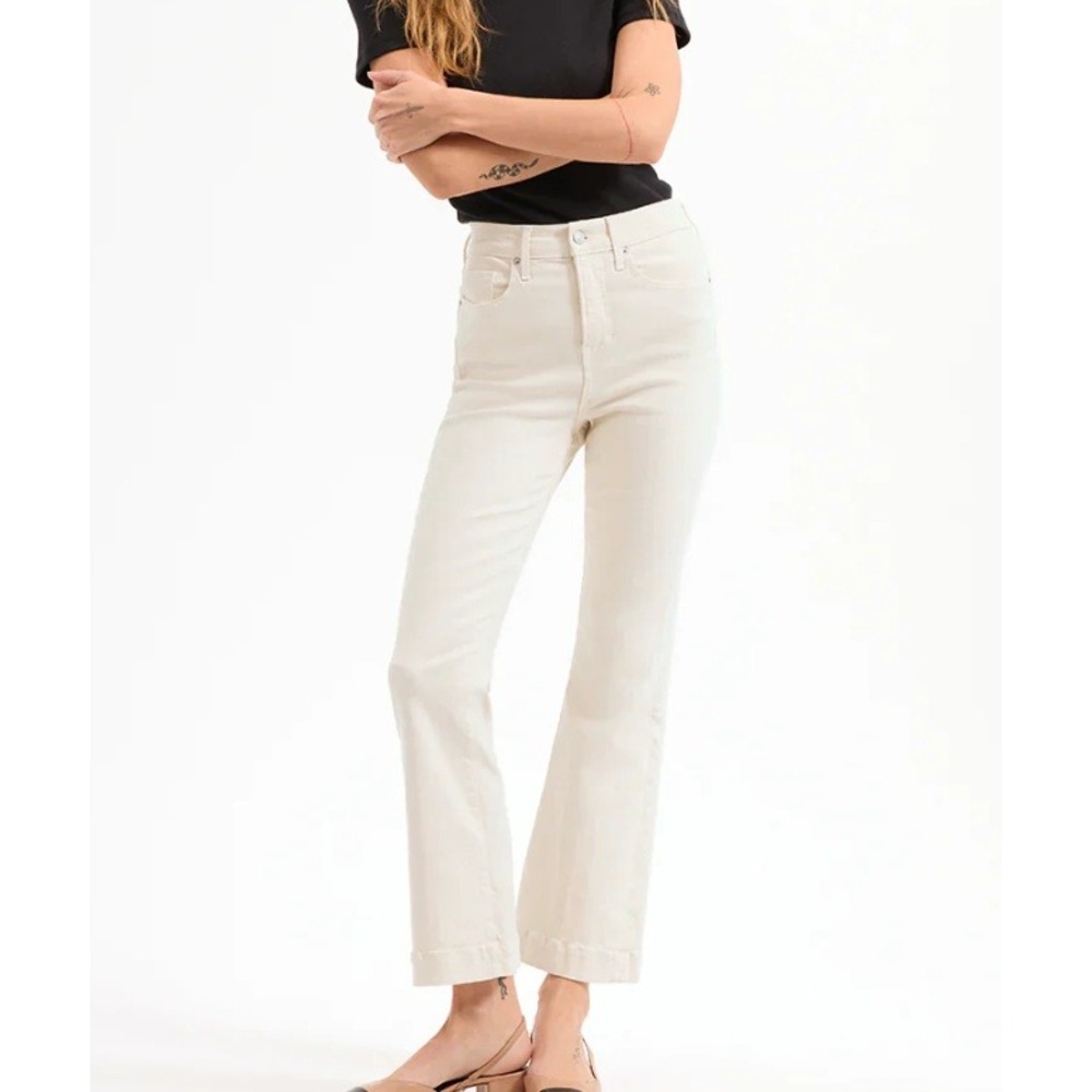 Veronica Beard Carson Ankle Flare High Rise Jeans Ecru Size 28